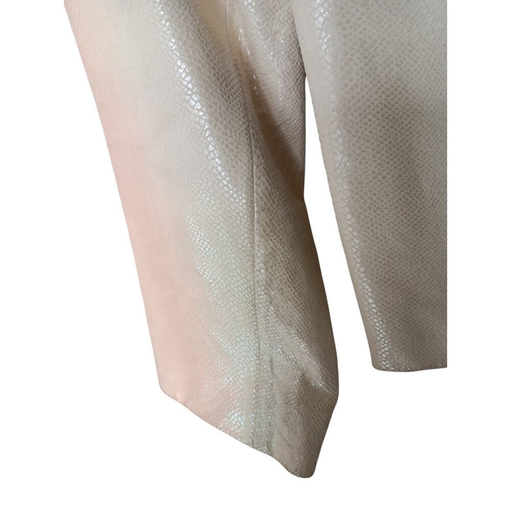 Tesori Womens Jacket Sz L Beige Cream Textured Leather Zip Front Pockets Lined - Picture 11 of 16